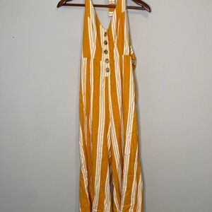 Cali 1850 Striped Yellow and White Jumpsuit Women's Size M